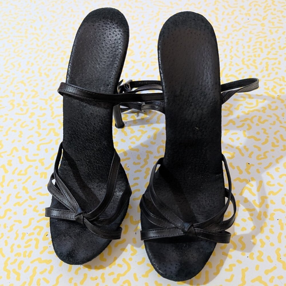 Vintage Frederick's of Hollywood Black Strappy Heels Size 6.5 - Picture 4 of 8